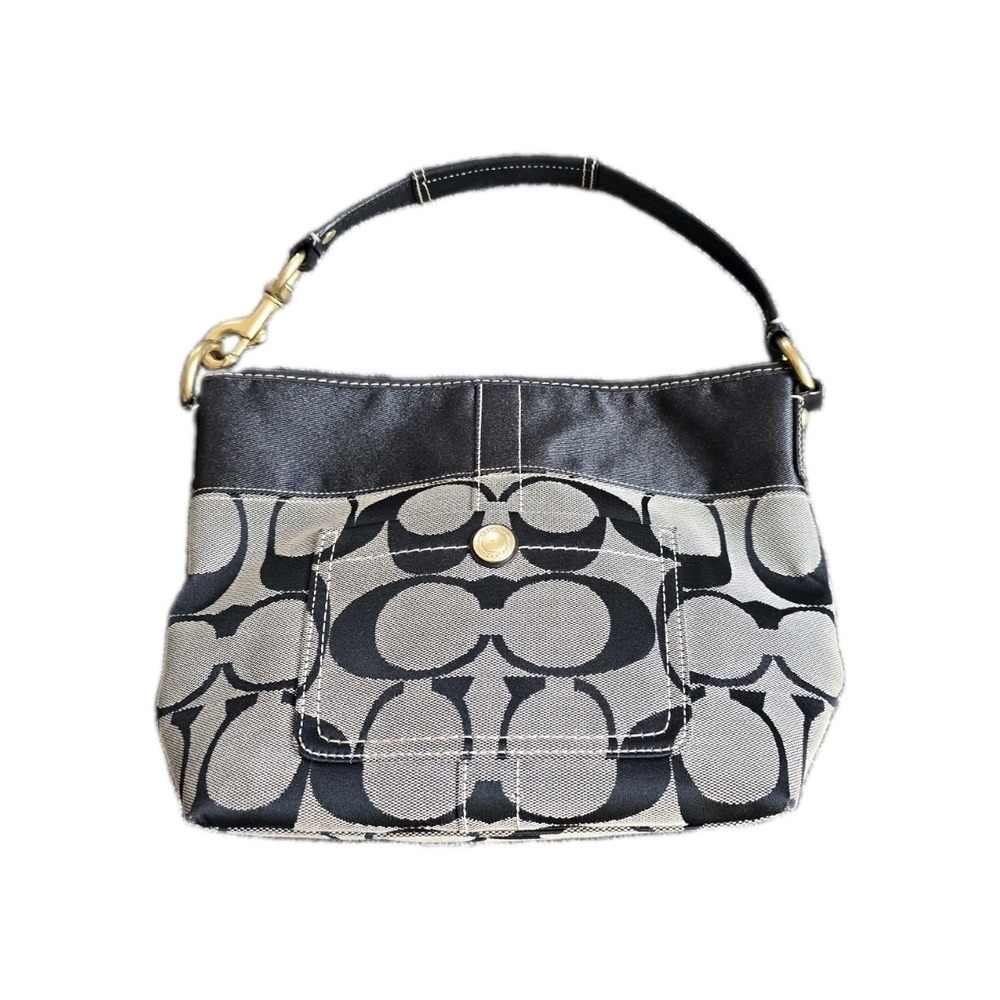 Coach Black 2007 Legacy Signature Monogram Jacquard Shoulder bag Hobo Y2K 11957 - Picture 1 of 10